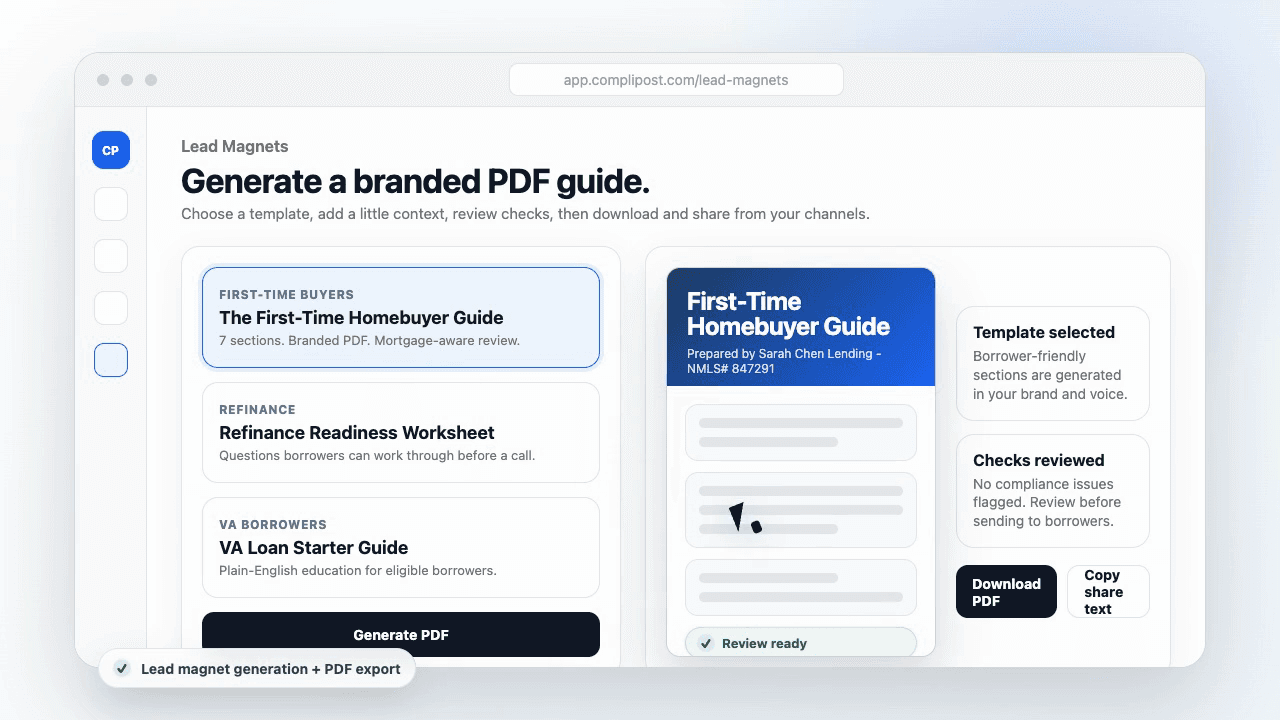 Simple pricing for loan officers who want to post consistently product workflow preview